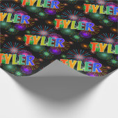 Rainbow First Name "TYLER" + Fireworks Cadeaupapier (Hoek)