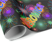 Rainbow First Name "VERONICA" + Fireworks Cadeaupapier (Rol Hoek)