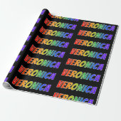 Rainbow First Name "VERONICA"; Fun & kleurrijk Cadeaupapier (Uitgerold)