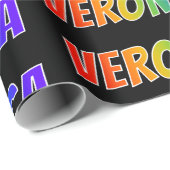 Rainbow First Name "VERONICA"; Fun & kleurrijk Cadeaupapier (Rol Hoek)