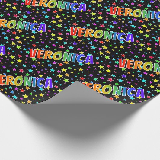 Rainbow First Name "VERONICA" + sterren Cadeaupapier (Hoek)