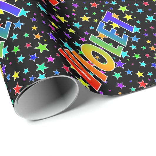 Rainbow First Name "VIOLET" + sterren Cadeaupapier (Rol Hoek)