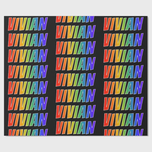 Rainbow First Name "VIVIAN" (Voornaam regenboogvaa Cadeaupapier (Vlak)