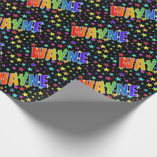 Rainbow First Name "WAYNE" + sterren Cadeaupapier (Hoek)