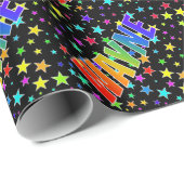 Rainbow First Name "WAYNE" + sterren Cadeaupapier (Rol Hoek)