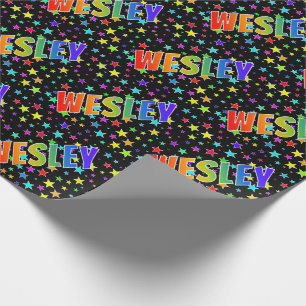 Rainbow First Name "WESLEY" + sterren Cadeaupapier