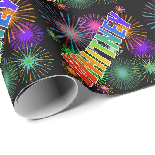 Rainbow First Name "WHITNEY" + Fireworks Cadeaupapier (Rol Hoek)