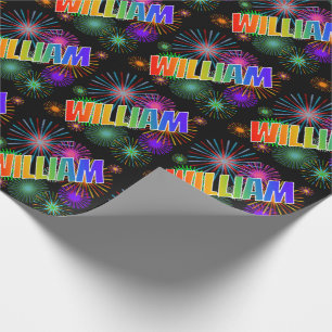 Rainbow First Name "WILLIAM" + Fireworks Cadeaupapier