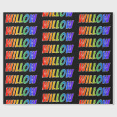 Rainbow First Name "WILLOW"; flauw & kleurrijk Cadeaupapier (Vlak)