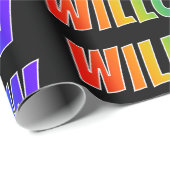 Rainbow First Name "WILLOW"; flauw & kleurrijk Cadeaupapier (Rol Hoek)