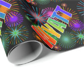 Rainbow First Name "WYATT" + Fireworks Cadeaupapier (Rol Hoek)