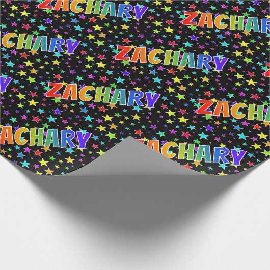 Rainbow First Name "ZACHARY" + Sterren Cadeaupapier (Hoek)