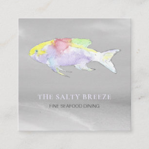 *~* RAINBOW Fish Beach Silver Sand Zee Dining Vierkante Visitekaartje