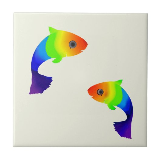 Rainbow Fish Ceramic Tile Tegeltje (Voorkant)