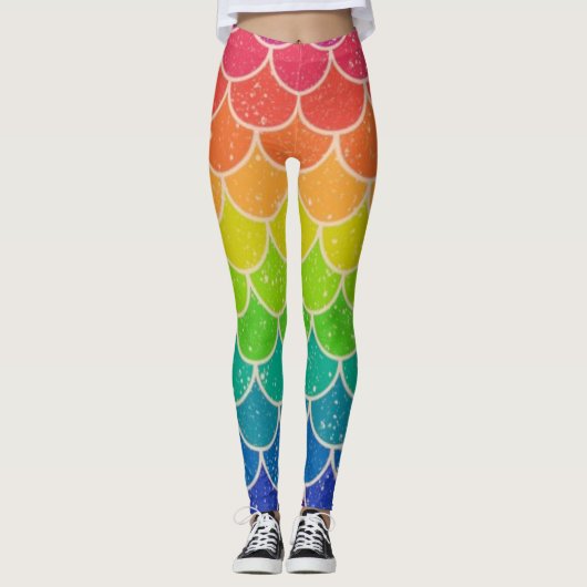 Rainbow Fish / Dragon / Dino Scales Leggings Pride (Voorkant)