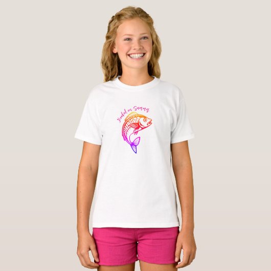 Rainbow Fish-Hooked tijdens de zomer T-shirt (Voorkant volledig)