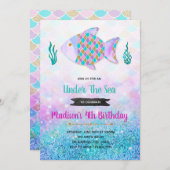 Rainbow Fish-uitnodiging Kaart (Voorkant / Achterkant)