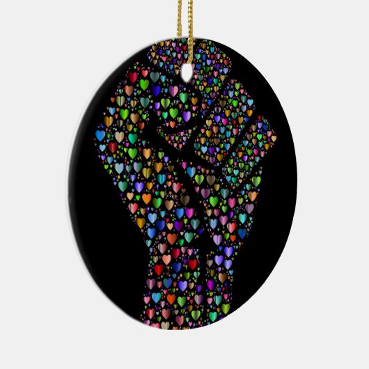 Rainbow Fist of Hearts Keramisch Ornament (Rechts)