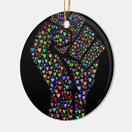 Rainbow Fist of Hearts Keramisch Ornament (Links)