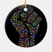 Rainbow Fist of Hearts Keramisch Ornament (Achterkant)