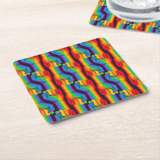 Rainbow Fist Pattern Kartonnen Onderzetters (Schuin)