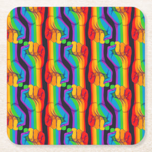 Rainbow Fist Pattern Kartonnen Onderzetters