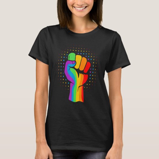 Rainbow Fist Pride Lgbtqia T-shirt (Voorkant)