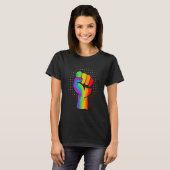 Rainbow Fist Pride Lgbtqia T-shirt (Voorkant volledig)