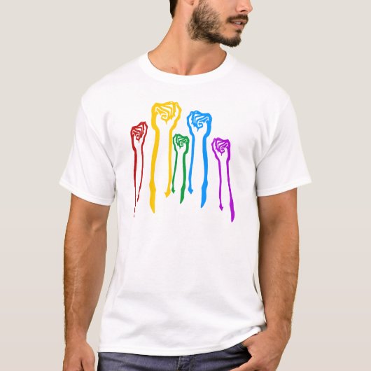 Rainbow Fists Gay Pride Civil Rights Protest T T-shirt (Voorkant)