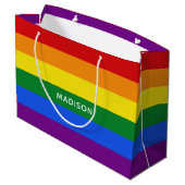 Rainbow Flag, aangepaste naam grote cadezak Groot Cadeauzakje (Achterkant Gekanteld)