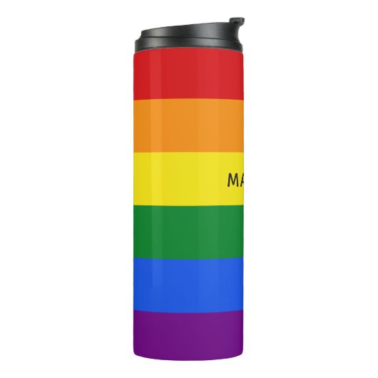 Rainbow Flag aangepaste naam tumbler Thermosbeker (Gedraaid links)