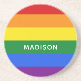 Rainbow Flag, aangepaste naam zandsteen onderzette Onderzetter