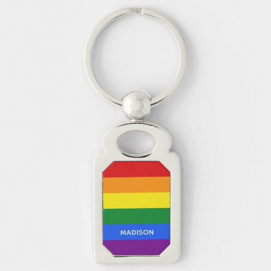Rainbow Flag, aangepaste naamsleutelketen Sleutelhanger (Voorkant)