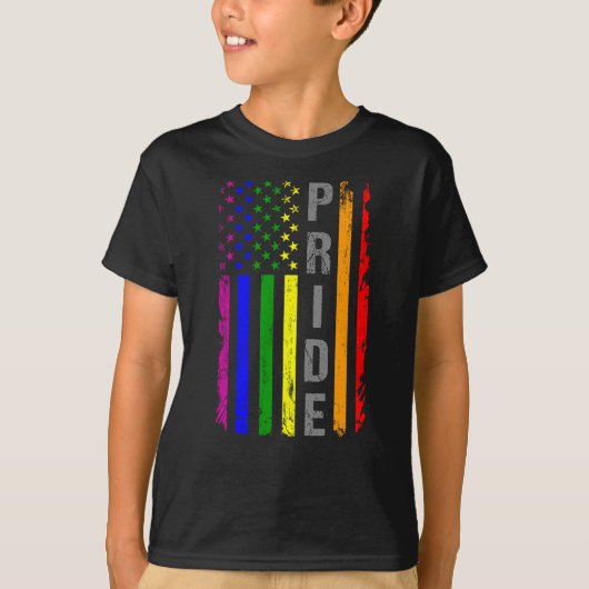 Rainbow Flag American LGBT Pride Month LGBTQ US T-shirt (Voorkant)