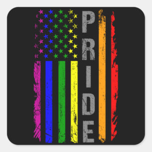 Rainbow Flag American LGBT Pride Month LGBTQ US Vierkante Sticker