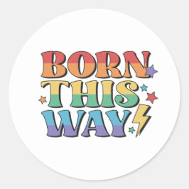 RAINBOW FLAG BORN OP DEZE MANIER RETRO AESTHETICS  RONDE STICKER
