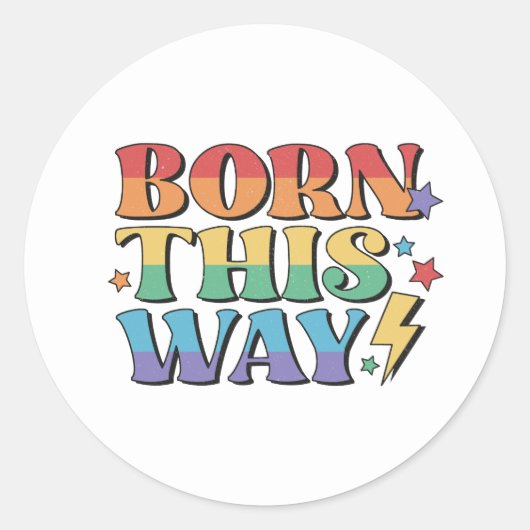 RAINBOW FLAG BORN OP DEZE MANIER RETRO AESTHETICS  RONDE STICKER (Voorkant)