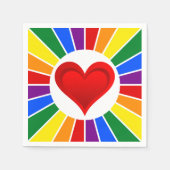 RAINBOW FLAG BUTTON RAYS & Heart + uw ideeën Servet (Voorkant)