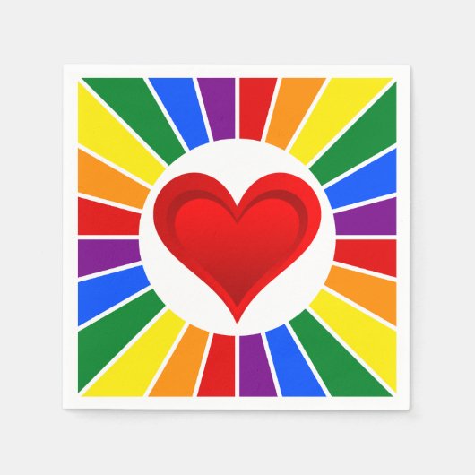 RAINBOW FLAG BUTTON RAYS & Heart + uw ideeën Servet (Voorkant)