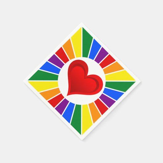 RAINBOW FLAG BUTTON RAYS & Heart + uw ideeën Servet (Hoek)