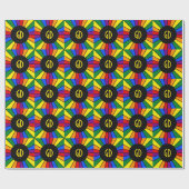RAINBOW FLAG BUTTON RAYS + uw teken of monogram Cadeaupapier (Vlak)