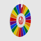 RAINBOW FLAG BUTTON RAYS + uw teken of monogram Ornament (voorkant)