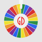 RAINBOW FLAG BUTTON RAYS + uw teken of monogram Ornament (achterkant)