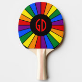 RAINBOW FLAG BUTTON RAYS + uw teken of monogram Tafeltennisbatje (Achterkant)