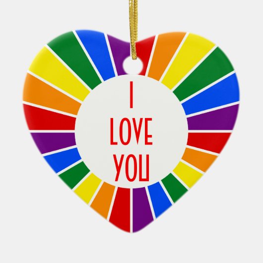 RAINBOW FLAG BUTTON RAYS + uw teken of tekst Keramisch Ornament (Voorkant)