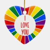 RAINBOW FLAG BUTTON RAYS + uw teken of tekst Keramisch Ornament (Achterkant)