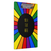 RAINBOW FLAG BUTTON RAYS + uw teken of tekst Klembord (Rechts)