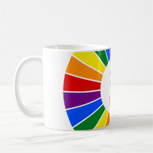 RAINBOW FLAG BUTTON RAYS + uw teken of tekst Koffiemok