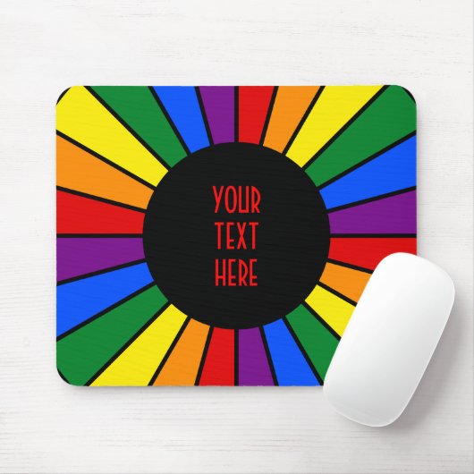 RAINBOW FLAG BUTTON RAYS + uw teken of tekst Muismat (Met muis)