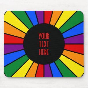 RAINBOW FLAG BUTTON RAYS + uw teken of tekst Muismat